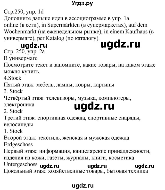 ГДЗ (Решебник) по немецкому языку 7 класс Будько А. Ф. / страница номер / 250