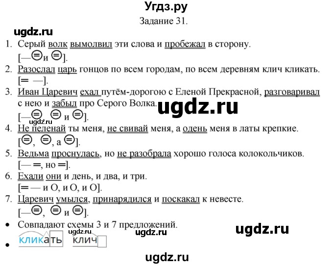 ГДЗ (Решебник) по русскому языку 4 класс (дидактические материалы) Комиссарова Л.Ю. / упражнение / 31