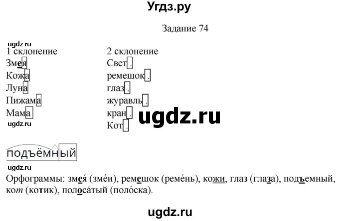 ГДЗ (Решебник) по русскому языку 4 класс (дидактические материалы) Комиссарова Л.Ю. / упражнение / 74
