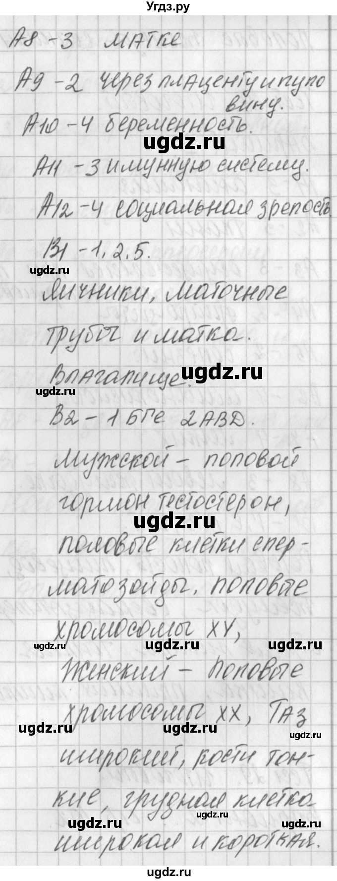 ГДЗ (Решебник) по биологии 8 класс (контрольно-измерительные материалы) Богданов Н.А. / тест 28. вариант / 2(продолжение 2)