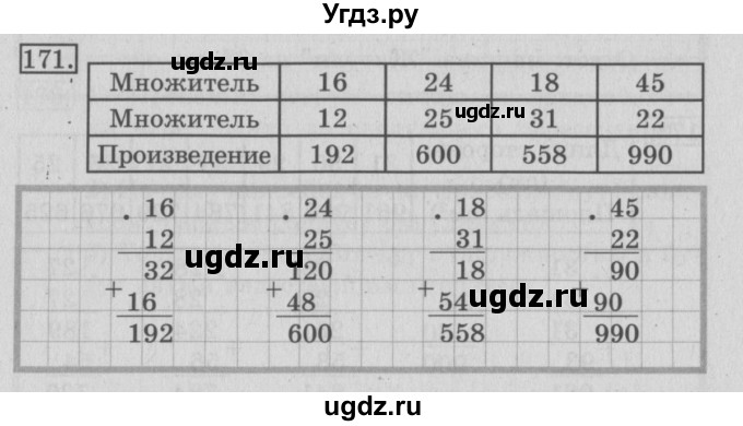 ГДЗ (Решебник №2) по математике 3 класс (рабочая тетрадь) Рудницкая В.Н. / часть 2. упражнение / 171