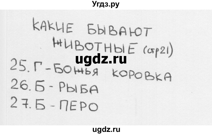 ГДЗ (Решебник 2018) по окружающему миру 1 класс (тесты) Плешаков А.А. / страница / 21