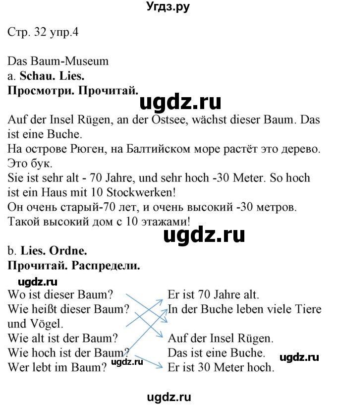 ГДЗ (Решебник) по немецкому языку 4 класс (Wunderkinder plus) Захарова О.Л. / часть 2. страница номер / 32