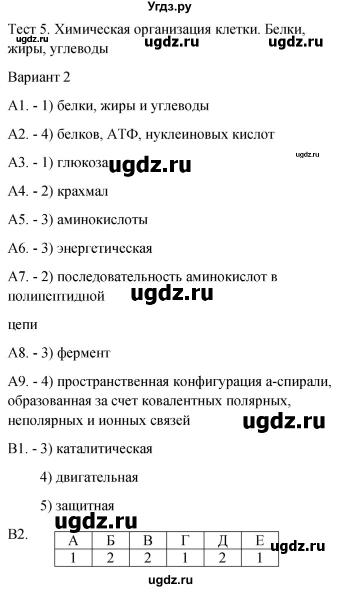 ГДЗ (Решебник 2022) по биологии 9 класс (контрольно-измерительные материалы) Богданов Н.А. / тест 5. вариант / 2