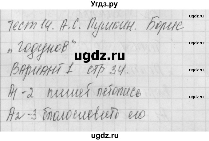 ГДЗ (Решебник) по литературе 8 класс (контрольно-измерительные материалы) Зубова Е.Н. / тест 14. вариант / 1