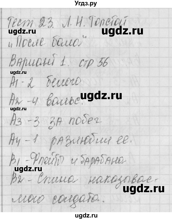 ГДЗ (Решебник) по литературе 8 класс (контрольно-измерительные материалы) Зубова Е.Н. / тест 23. вариант / 1