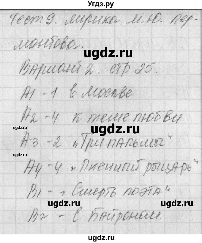 ГДЗ (Решебник) по литературе 9 класс (контрольно-измерительные материалы) Ершова Е.С. / тест-9. вариант / 2