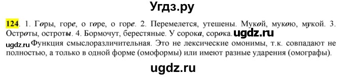 ГДЗ (Решебник) по русскому языку 10 класс Бабайцева В.В. / упражнение номер / 124