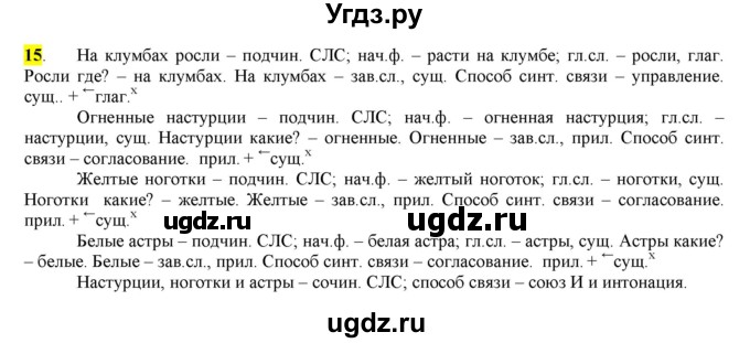 ГДЗ (Решебник) по русскому языку 10 класс Бабайцева В.В. / упражнение номер / 15