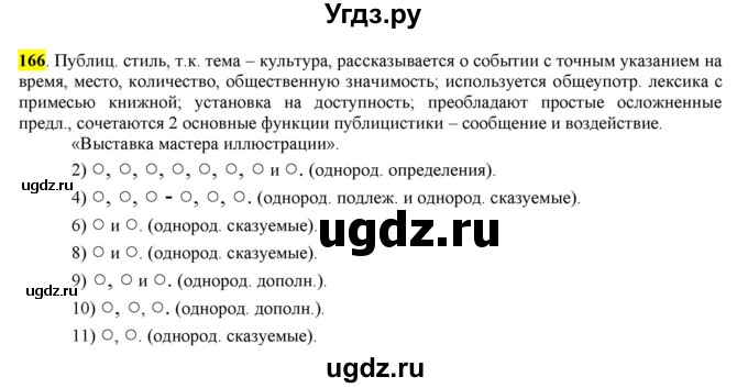 ГДЗ (Решебник) по русскому языку 10 класс Бабайцева В.В. / упражнение номер / 166
