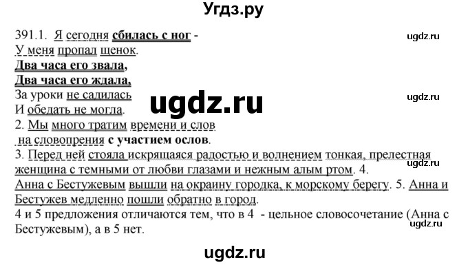 ГДЗ (Решебник) по русскому языку 10 класс Бабайцева В.В. / упражнение номер / 391