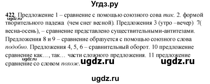 ГДЗ (Решебник) по русскому языку 10 класс Бабайцева В.В. / упражнение номер / 422