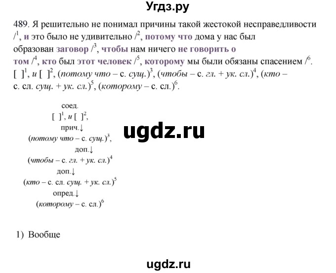 ГДЗ (Решебник) по русскому языку 10 класс Бабайцева В.В. / упражнение номер / 489