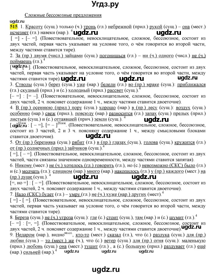 ГДЗ (Решебник) по русскому языку 10 класс Бабайцева В.В. / упражнение номер / 515