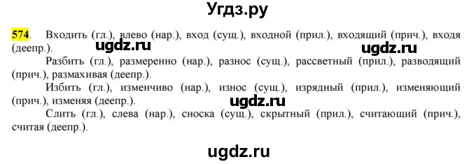 ГДЗ (Решебник) по русскому языку 10 класс Бабайцева В.В. / упражнение номер / 574