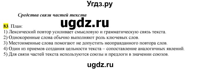ГДЗ (Решебник) по русскому языку 10 класс Бабайцева В.В. / упражнение номер / 83