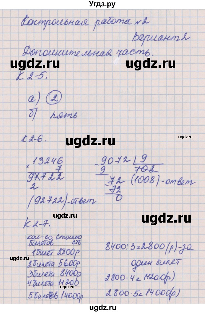 ГДЗ (Решебник) по математике 4 класс (контрольные и диагностические работы) Нефедова М.Г. / страница / 15