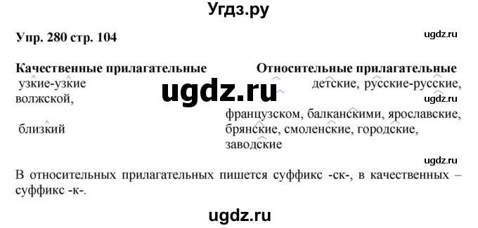 ГДЗ (Решебник) по русскому языку 5 класс (рабочая тетрадь) Ларионова Л.Г. / упражнение № / 280