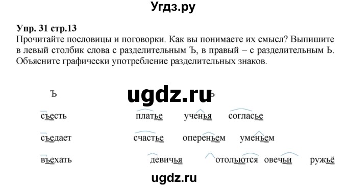 ГДЗ (Решебник) по русскому языку 5 класс (рабочая тетрадь) Ларионова Л.Г. / упражнение № / 31