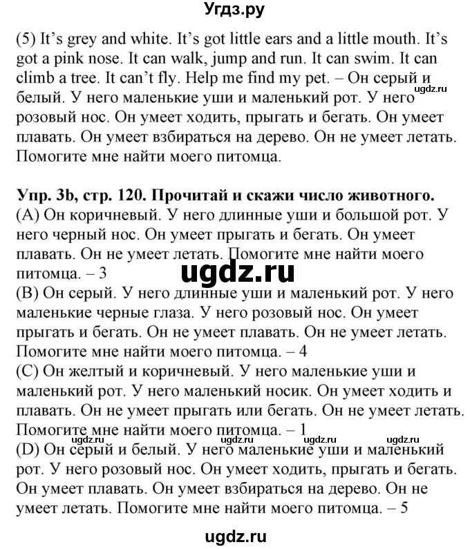 ГДЗ (Решебник) по английскому языку 3 класс Лапицкая Л.М. / часть 1. страница номер / 120(продолжение 2)