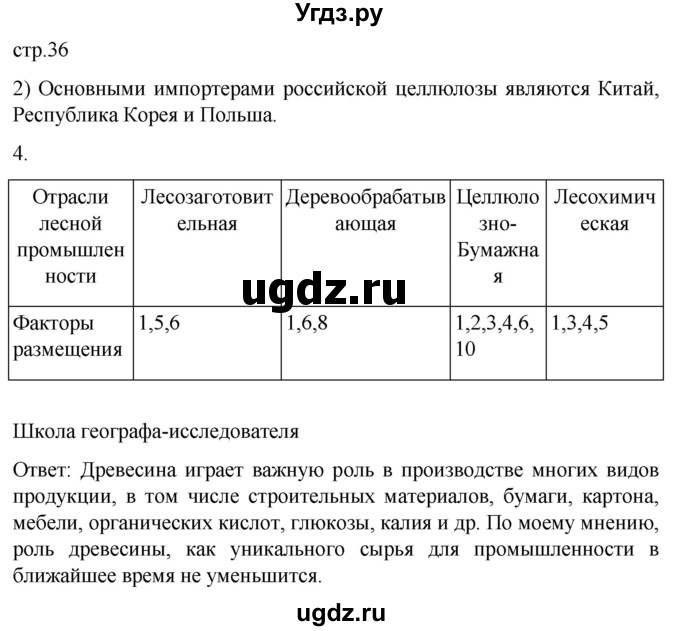 ГДЗ (Решебник 2022) по географии 9 класс (рабочая тетрадь) Таможняя Е.А. / тетрадь №1. страница / 36