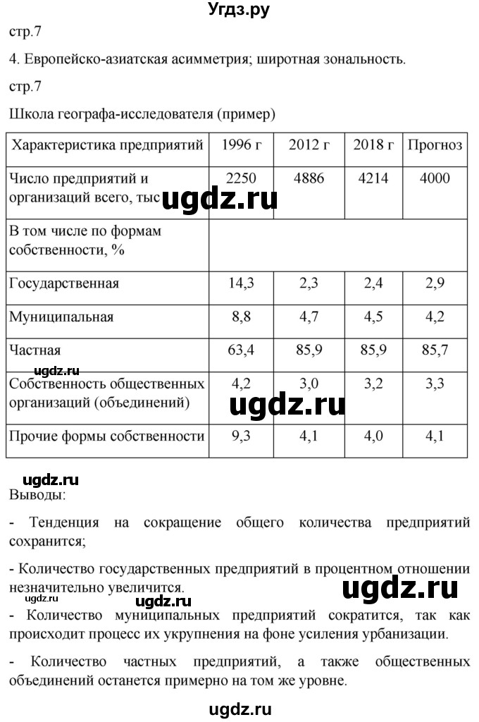 ГДЗ (Решебник 2022) по географии 9 класс (рабочая тетрадь) Таможняя Е.А. / тетрадь №1. страница / 7