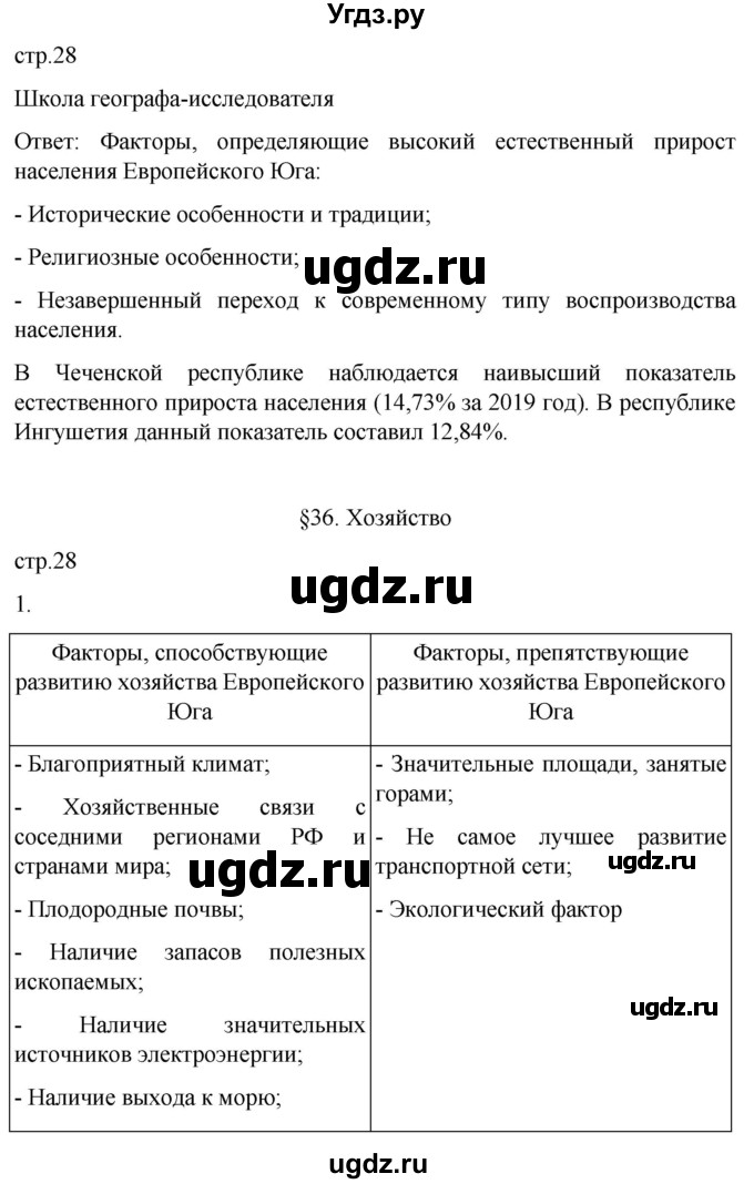 ГДЗ (Решебник 2022) по географии 9 класс (рабочая тетрадь) Таможняя Е.А. / тетрадь №2. страница / 28