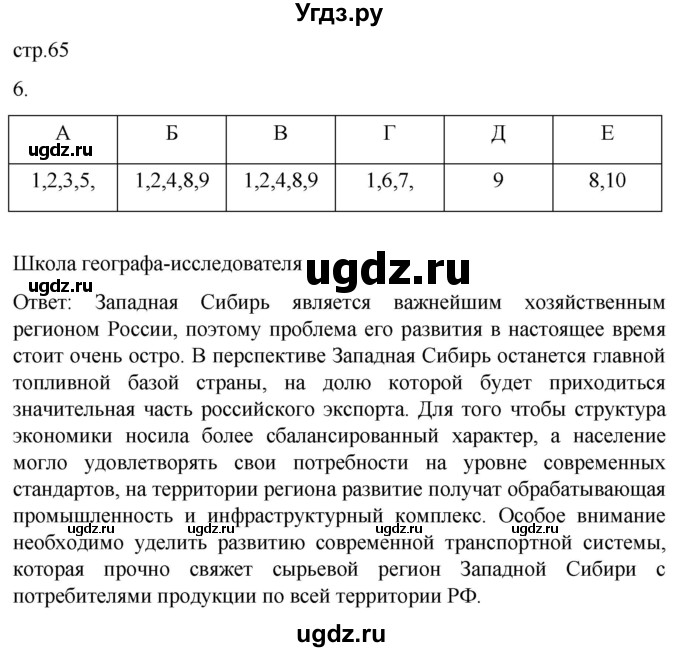 ГДЗ (Решебник 2022) по географии 9 класс (рабочая тетрадь) Таможняя Е.А. / тетрадь №2. страница / 65