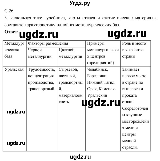 ГДЗ (Решебник 2017) по географии 9 класс (рабочая тетрадь) Таможняя Е.А. / тетрадь №1. страница / 26