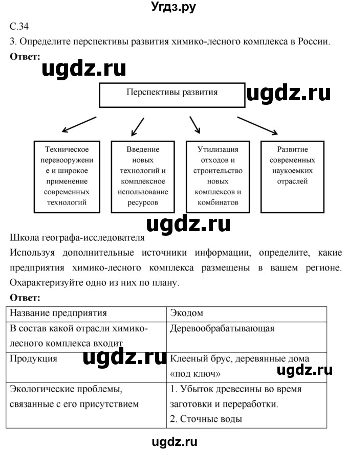 ГДЗ (Решебник 2017) по географии 9 класс (рабочая тетрадь) Таможняя Е.А. / тетрадь №1. страница / 34