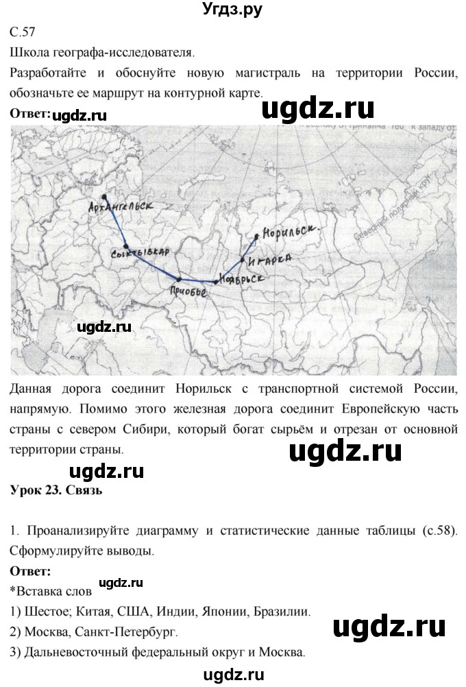 ГДЗ (Решебник 2017) по географии 9 класс (рабочая тетрадь) Таможняя Е.А. / тетрадь №1. страница / 57