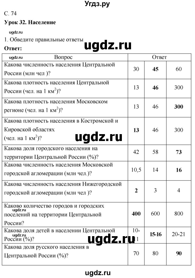 ГДЗ (Решебник 2017) по географии 9 класс (рабочая тетрадь) Таможняя Е.А. / тетрадь №1. страница / 74