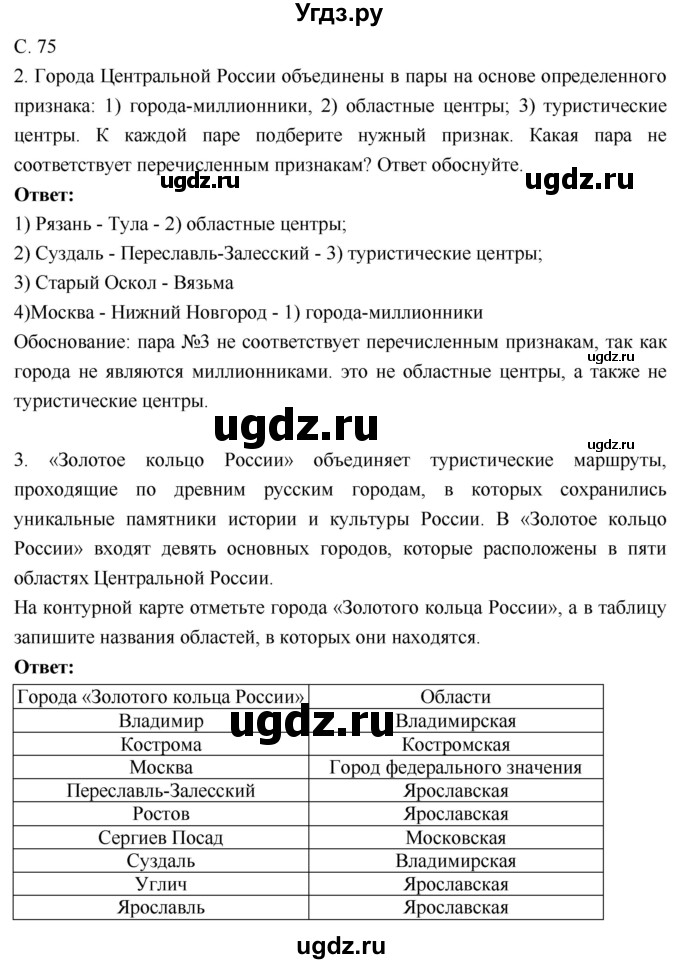 ГДЗ (Решебник 2017) по географии 9 класс (рабочая тетрадь) Таможняя Е.А. / тетрадь №1. страница / 75