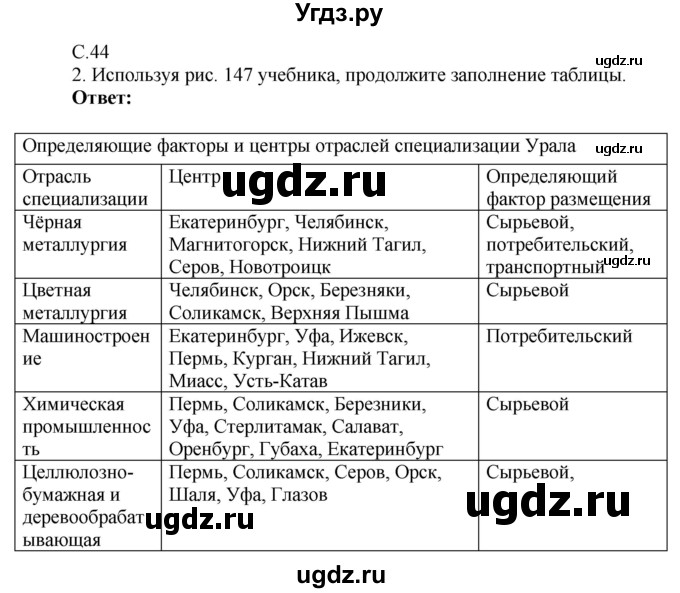 ГДЗ (Решебник 2017) по географии 9 класс (рабочая тетрадь) Таможняя Е.А. / тетрадь №2. страница / 44