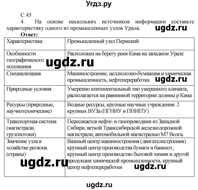 ГДЗ (Решебник 2017) по географии 9 класс (рабочая тетрадь) Таможняя Е.А. / тетрадь №2. страница / 45