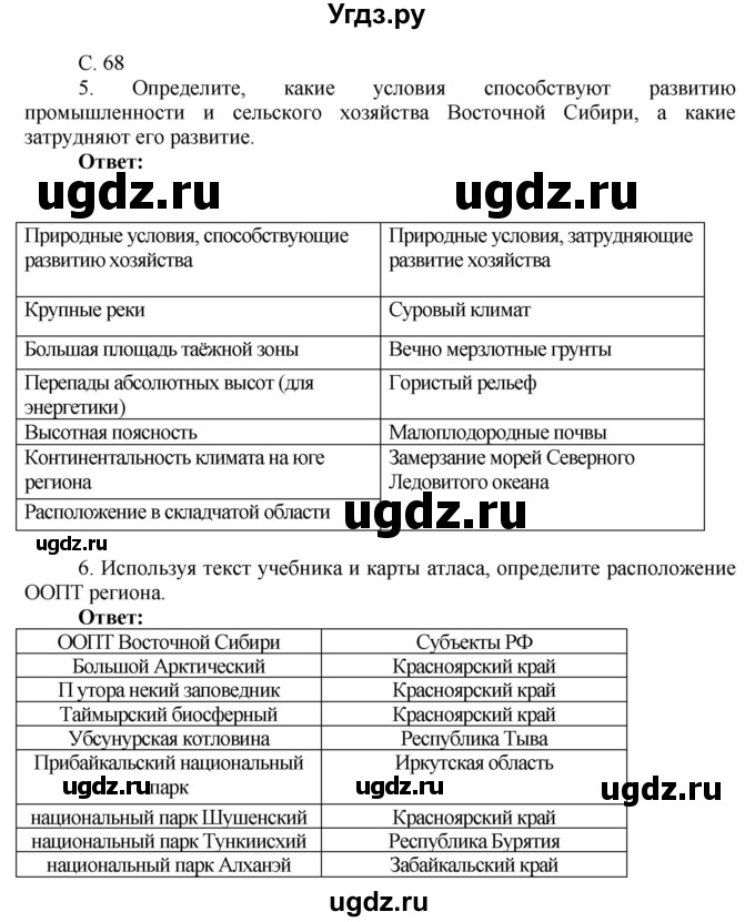 ГДЗ (Решебник 2017) по географии 9 класс (рабочая тетрадь) Таможняя Е.А. / тетрадь №2. страница / 68