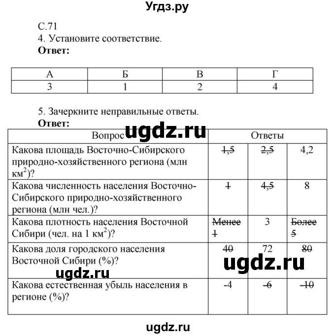 ГДЗ (Решебник 2017) по географии 9 класс (рабочая тетрадь) Таможняя Е.А. / тетрадь №2. страница / 71