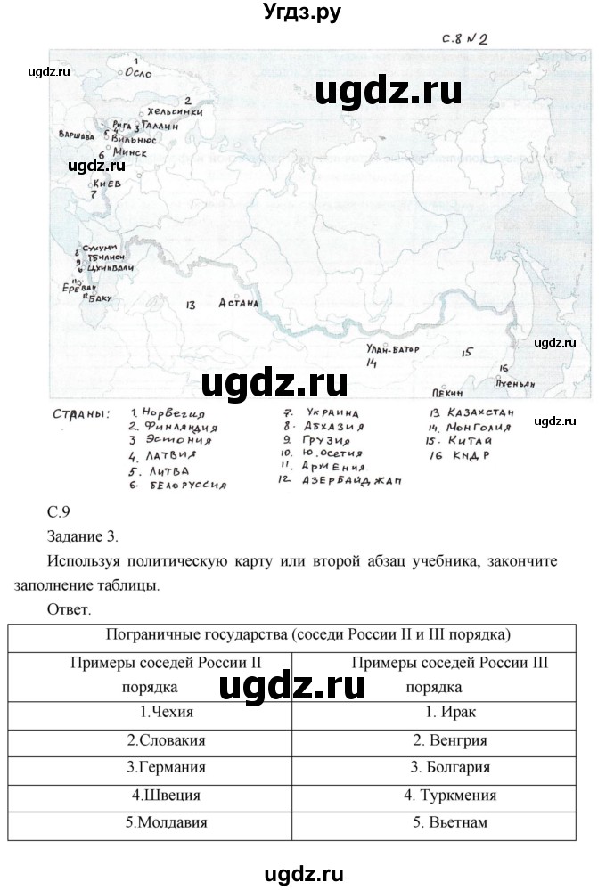 ГДЗ (Решебник) по географии 8 класс (рабочая тетрадь) Пятунин В.Б. / урок номер / 4(продолжение 2)