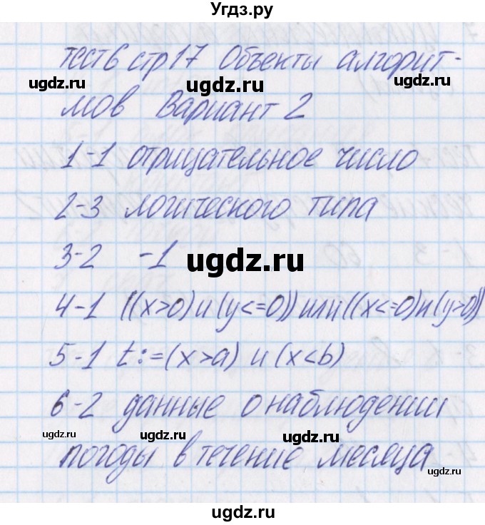 ГДЗ (Решебник) по информатике 8 класс (контрольно-измерительные материалы) Масленикова О.Н. / тест 6. вариант номер / 2