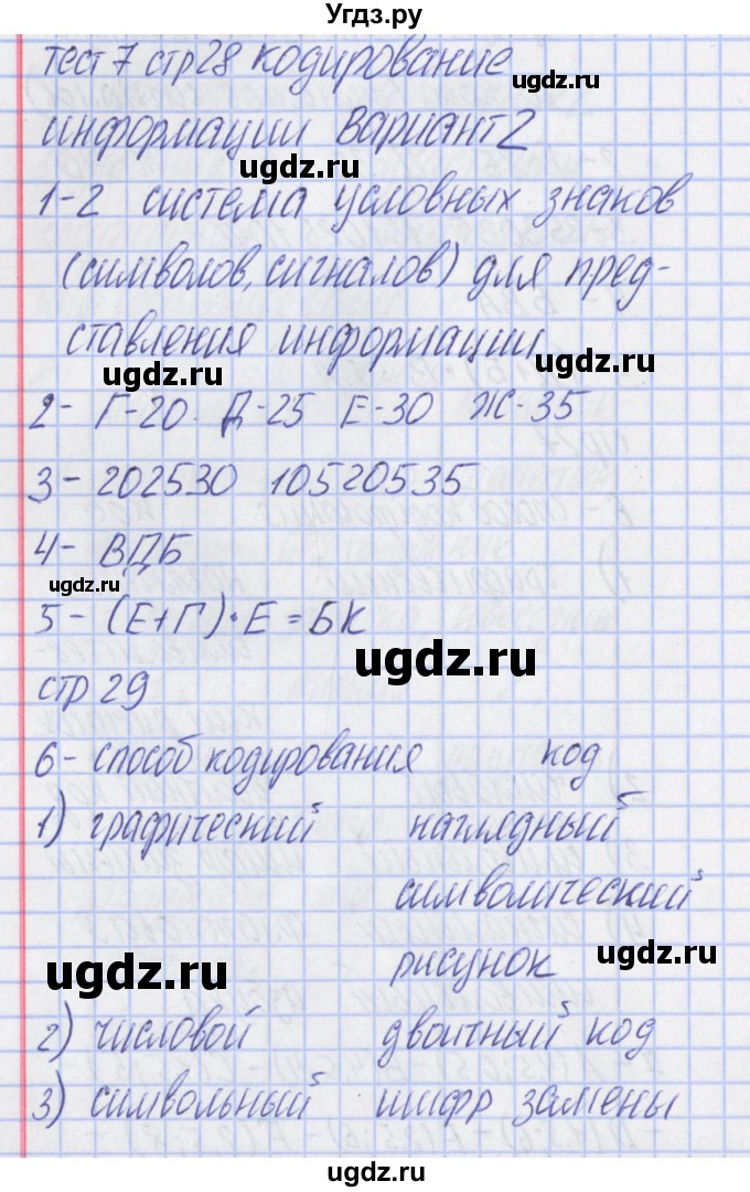 ГДЗ (Решебник) по информатике 5 класс (контрольно-измерительные материалы) Масленикова О.Н. / тест 7. вариант номер / 2