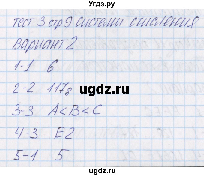 ГДЗ (Решебник) по информатике 10 класс (контрольно-измерительные материалы) Масленикова О.Н. / тест 3. вариант / 2
