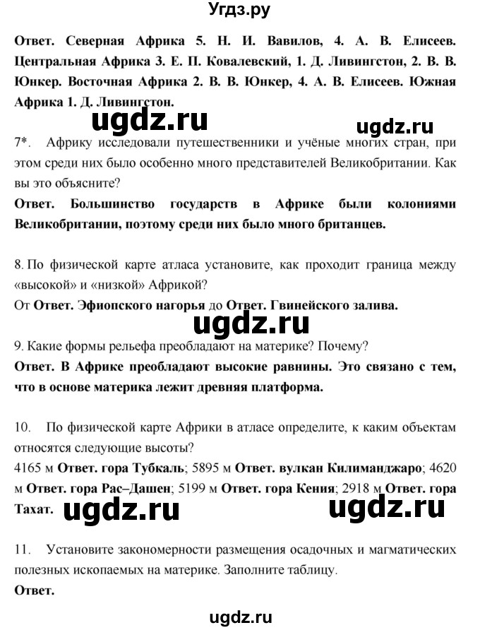 ГДЗ (Решебник) по географии 7 класс (рабочая тетрадь) И.В. Душина / страница номер / 44–55(продолжение 3)