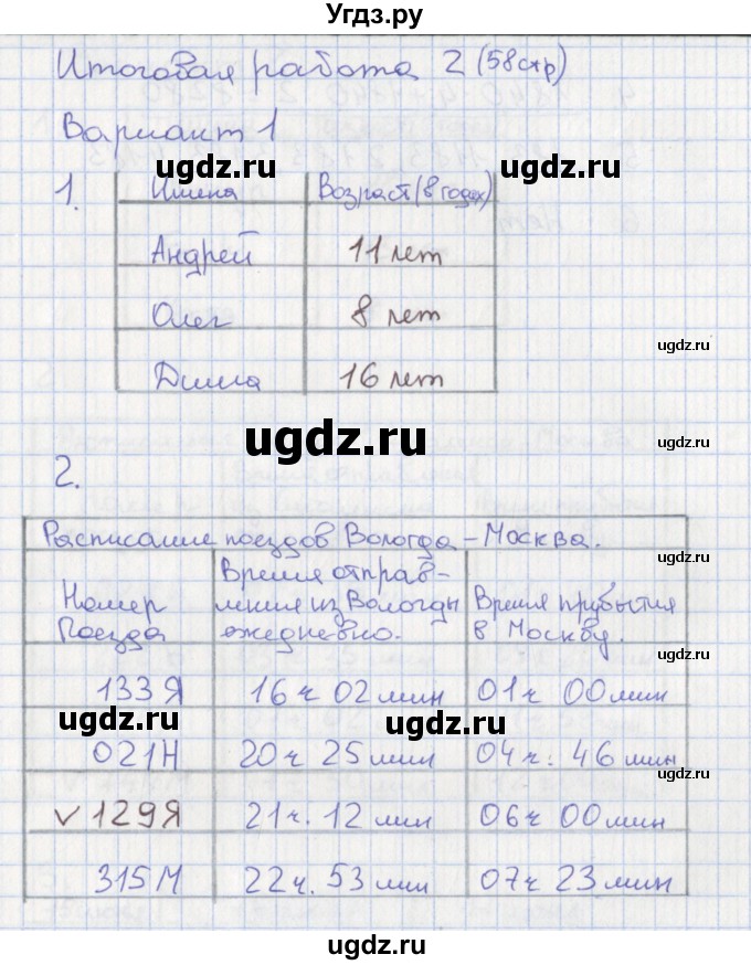 ГДЗ (Решебник к тетради 2017) по математике 4 класс (тетрадь учебных достижений) Волкова С.И. / страница / 58