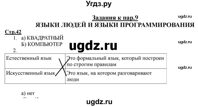 ГДЗ (Решебник) по информатике 2 класс (рабочая тетрадь) Матвеева Н.В. / часть 1. страница номер / 42