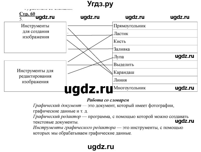 ГДЗ (Решебник) по информатике 2 класс (рабочая тетрадь) Матвеева Н.В. / часть 2. страница номер / 60