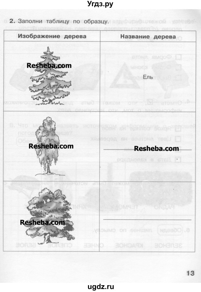 ГДЗ (Учебник) по информатике 2 класс (рабочая тетрадь) Матвеева Н.В. / часть 1. страница номер / 13