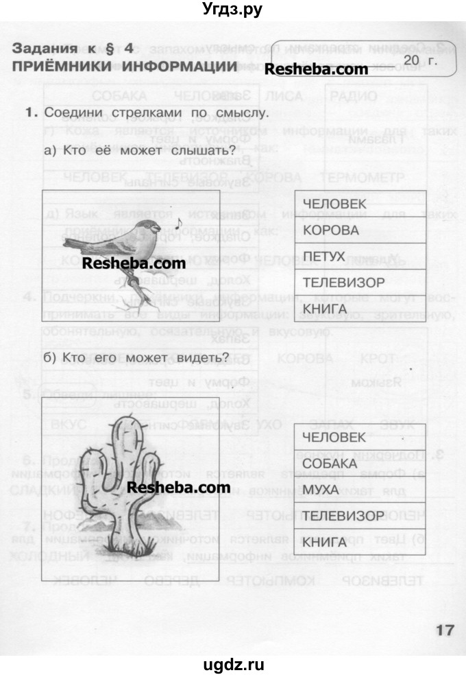 ГДЗ (Учебник) по информатике 2 класс (рабочая тетрадь) Матвеева Н.В. / часть 1. страница номер / 17