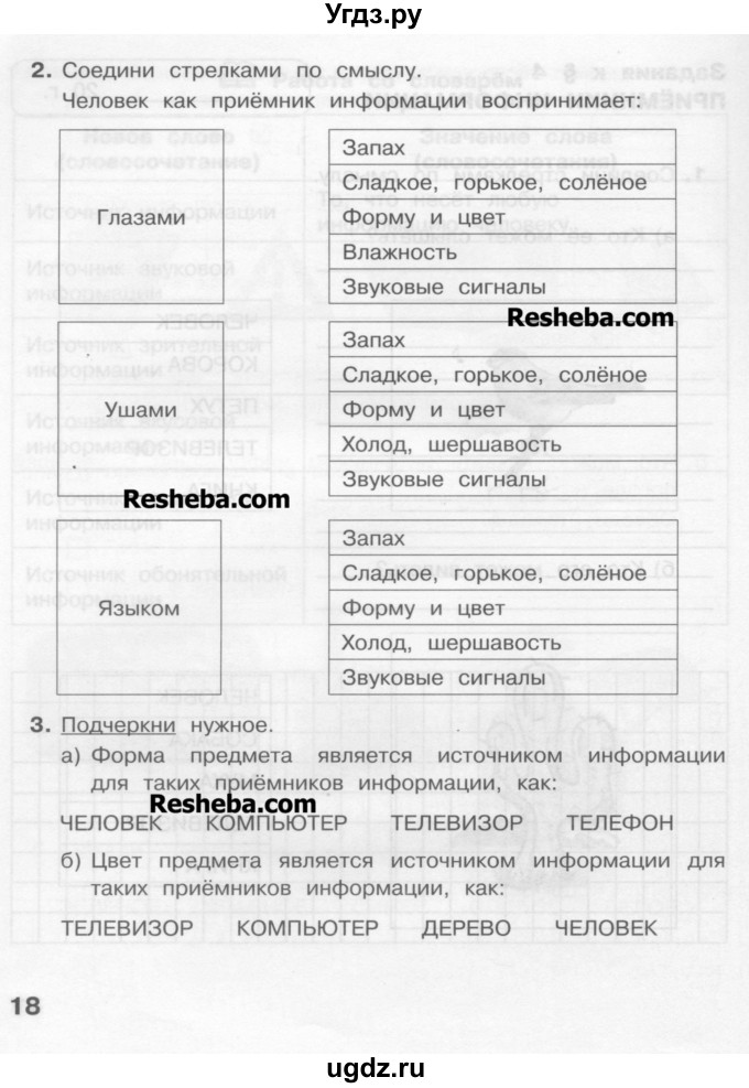 ГДЗ (Учебник) по информатике 2 класс (рабочая тетрадь) Матвеева Н.В. / часть 1. страница номер / 18