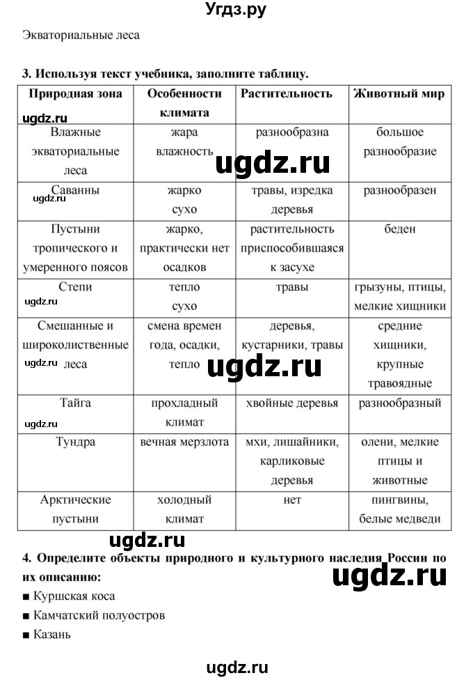 ГДЗ (Решебник) по географии 5 класс (тетрадь-тренажёр) А.А. Лобжанидзе / часть 2. страница номер / 52–55(продолжение 2)