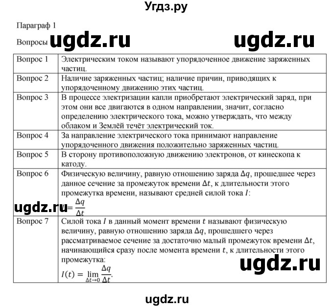 ГДЗ (Решебник) по физике 11 класс Грачев А.В. / § / 1